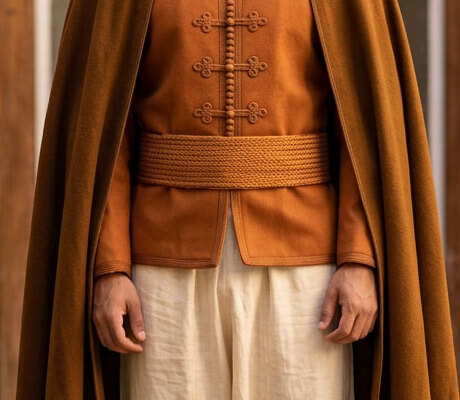La ceinture mdama, tressée dans le ton de la veste