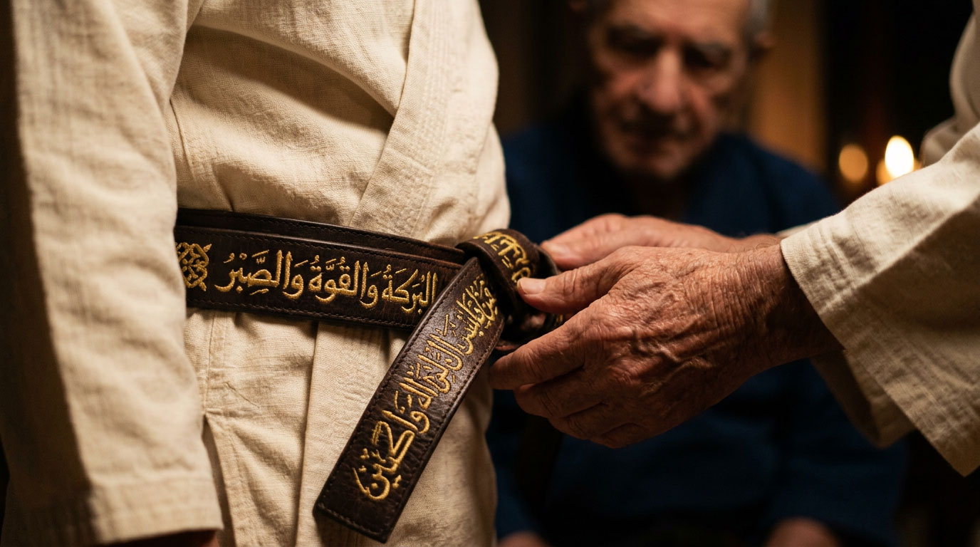 Ḥizām al-Itqān — the grade belt embroidered in gold thread