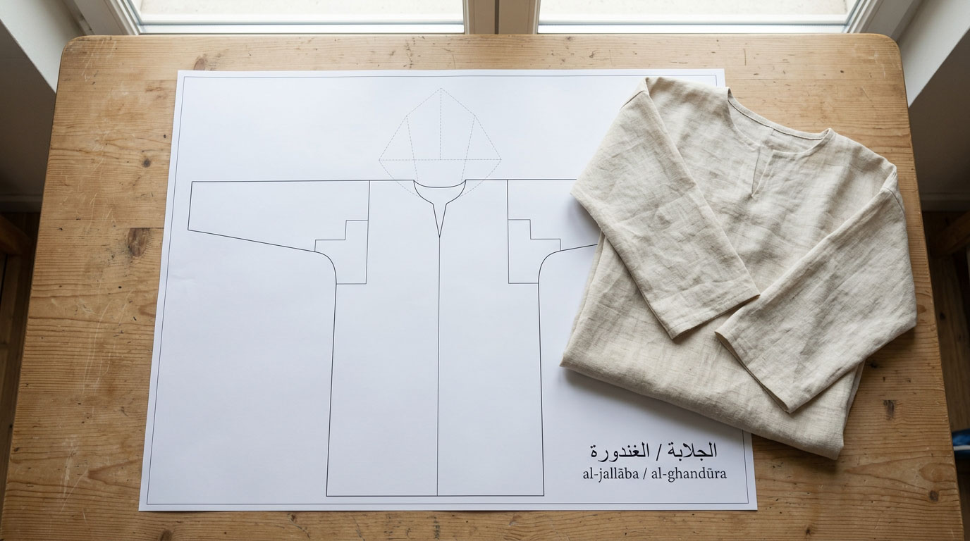 Al-Ghandura — détail et pièce en lin écru