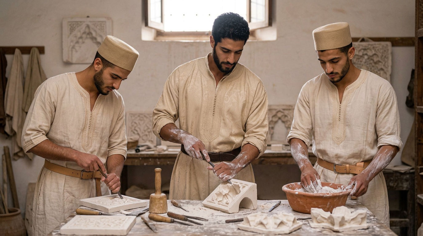 Atelier de gebs — plâtre et mocárabe
